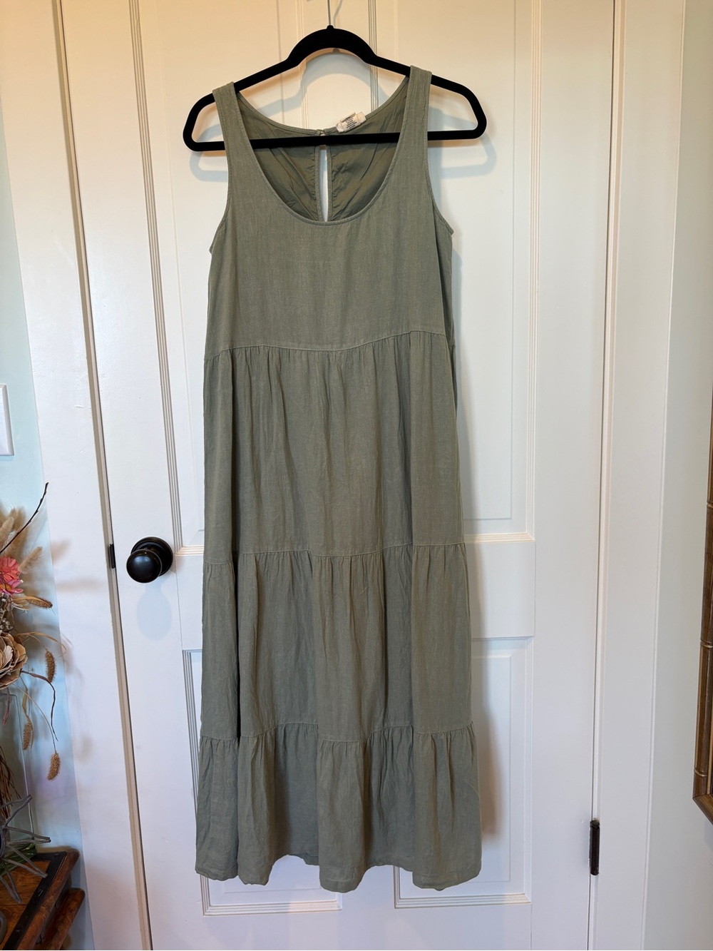 Nicole Miller Tiered Maxi Dress in Olive Green